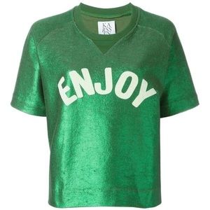 Zoe Karssen Green Metallic Enjoy top